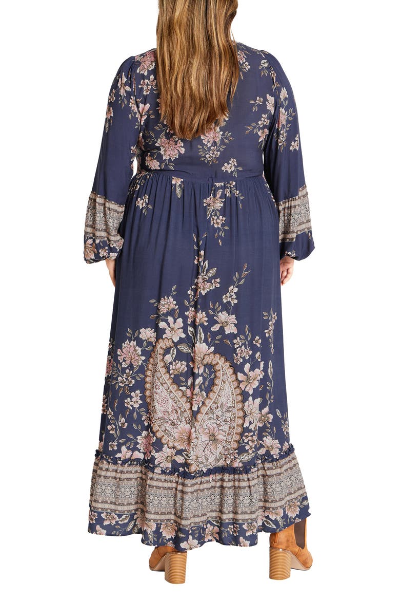 Faith Long Sleeve Maxi Dress, Alternate, color, NAVY PAISLEY