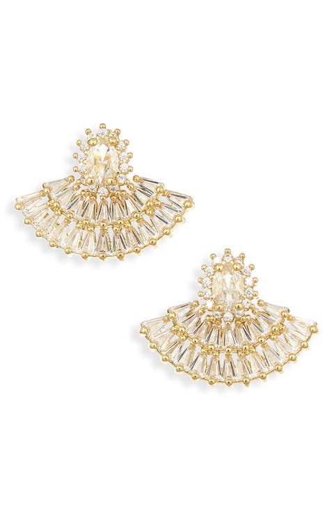Crystal Fan Stud Earrings