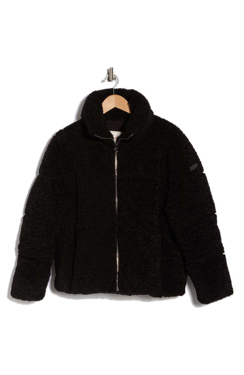 Lucky Brand Missy Faux Fur Teddy Puffer Jacket, Alternate, color, Black
