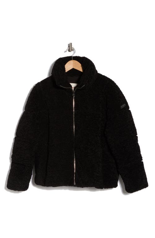 Lucky Brand Missy Faux Fur Teddy Puffer Jacket In Black