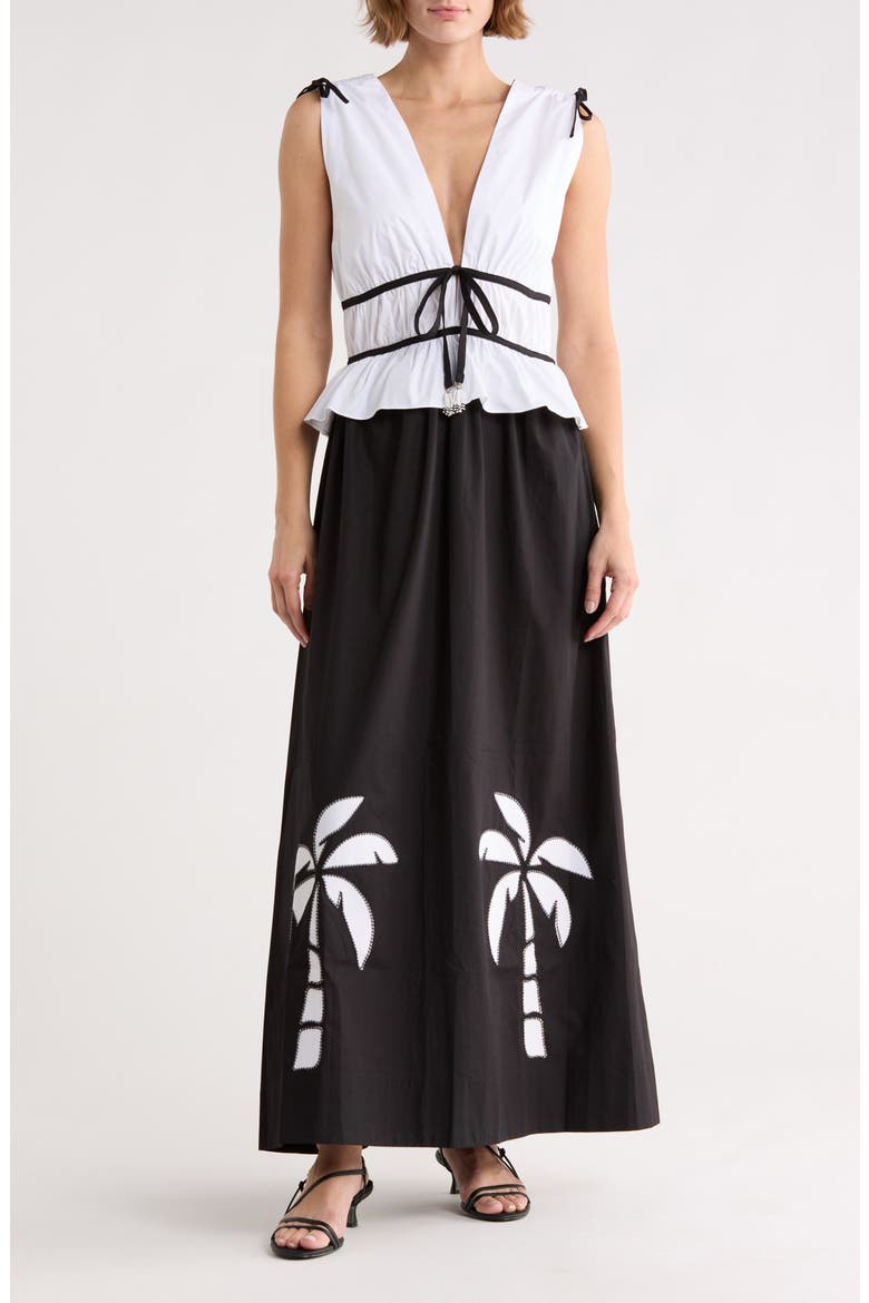Colorblock Sleeveless Maxi Dress, Main, color, BLACK/WHITE