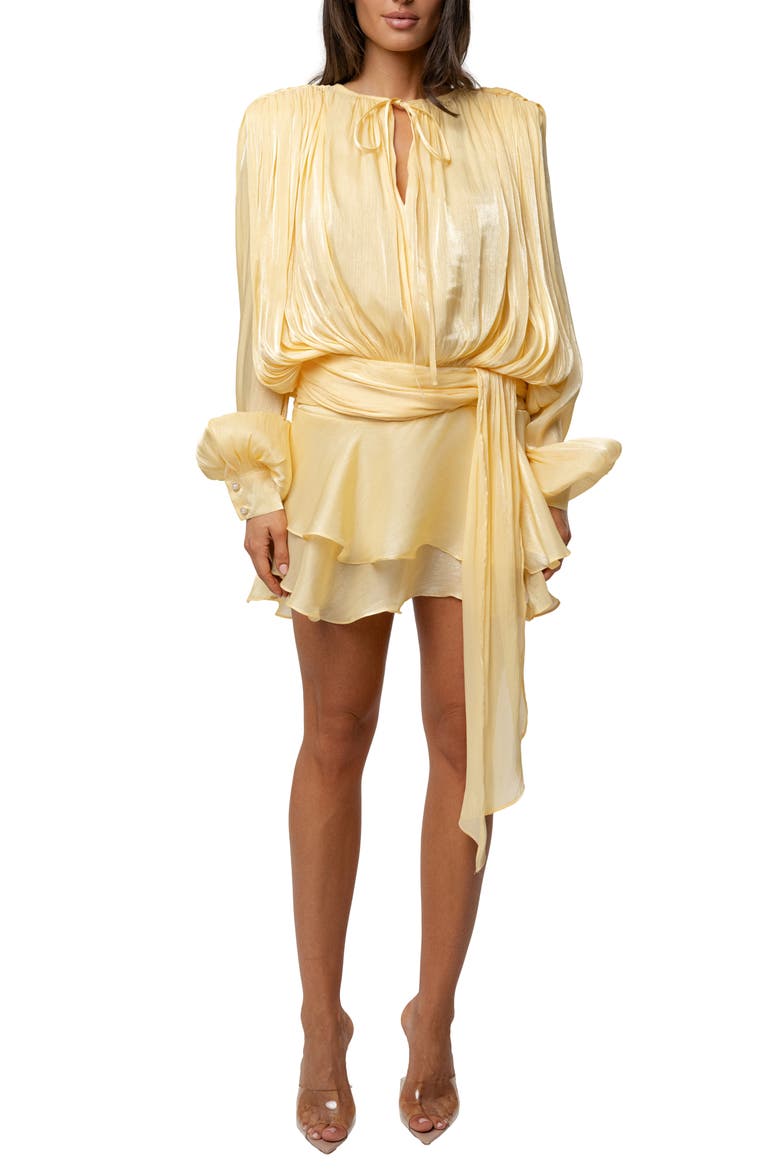 Pure Glow Long Sleeve Minidress, Main, color, YELLOW