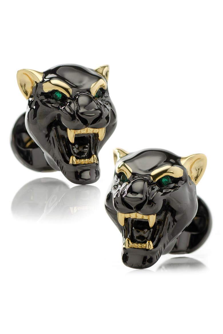 Black Panther Cuff Links, Main, color, BLACK