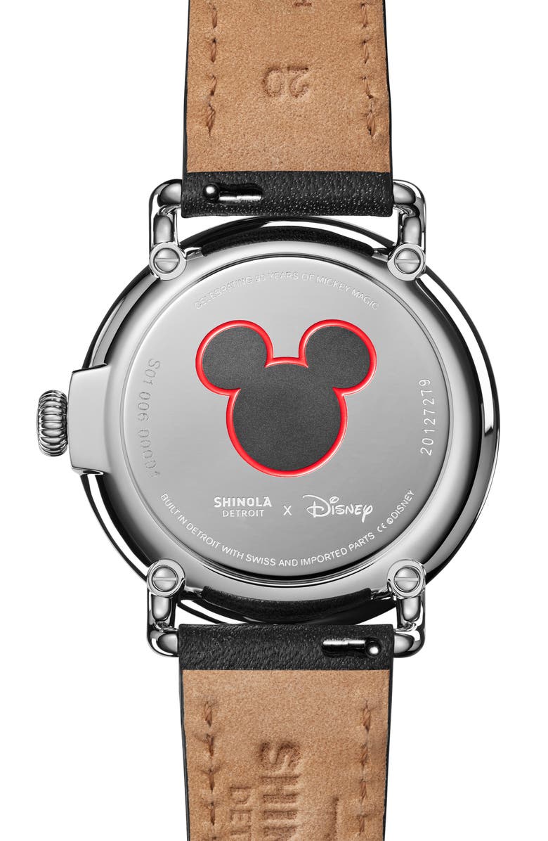 Shinola x Disney Runwell Mickey Classic Leather Strap Watch, 36mm, Alternate, color, 