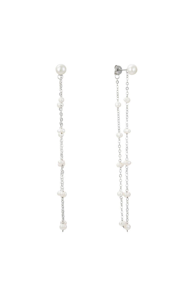 Untamed Petals Lara Pearl Drop Earrings, Main, color, Silver