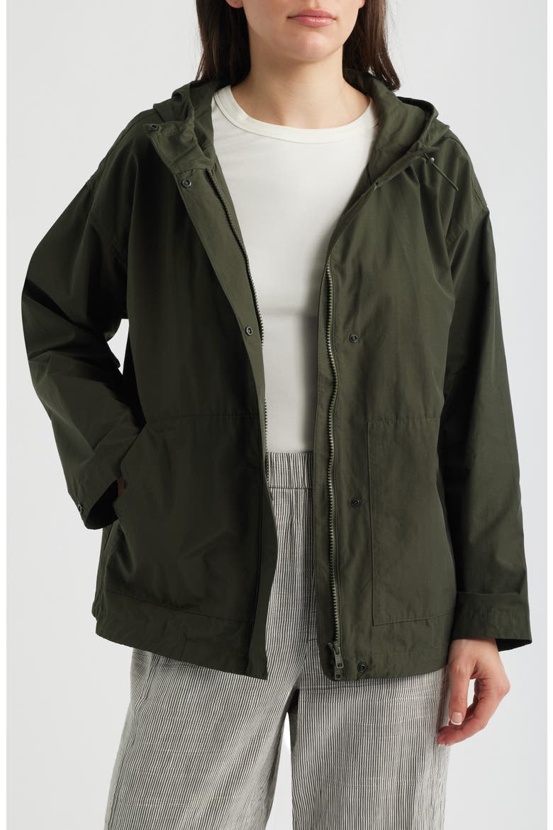 Hooded Organic Cotton & Recycled Nylon Jacket, Alternate, color, WOODLAND