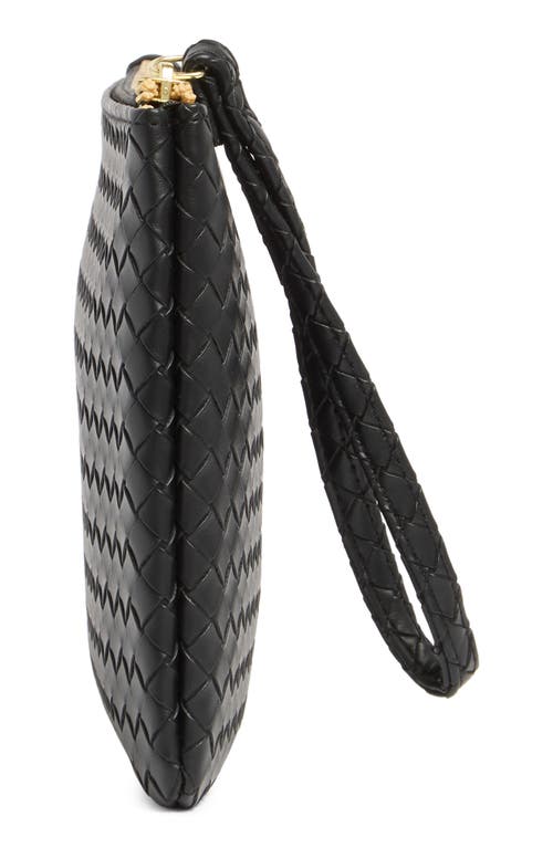 Shop Mundi Small Leather Goods Woven Wristlet In Black