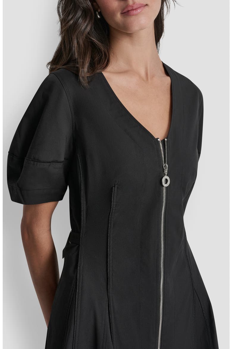 Poplin Fit & Flare Dress, Alternate, color, BLACK