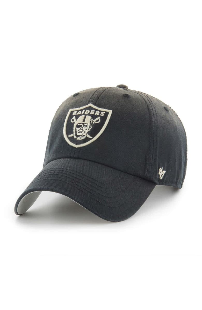'47 Men's '47 Black Las Vegas Raiders Dusted Clean Up Adjustable Hat, Main, color,