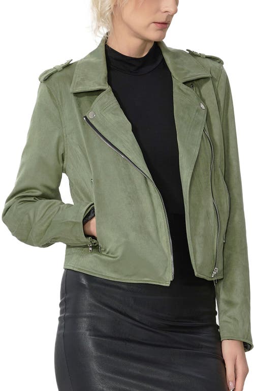 Kimi & Kai Willa Faux Suede Moto Jacket In Green
