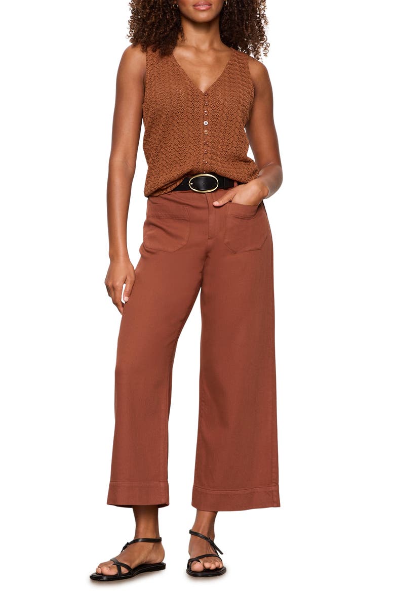Soft Marine High Waist Wide Leg Crop Cotton Pants, Alternate, color, ANCIENT CLAY IVORY