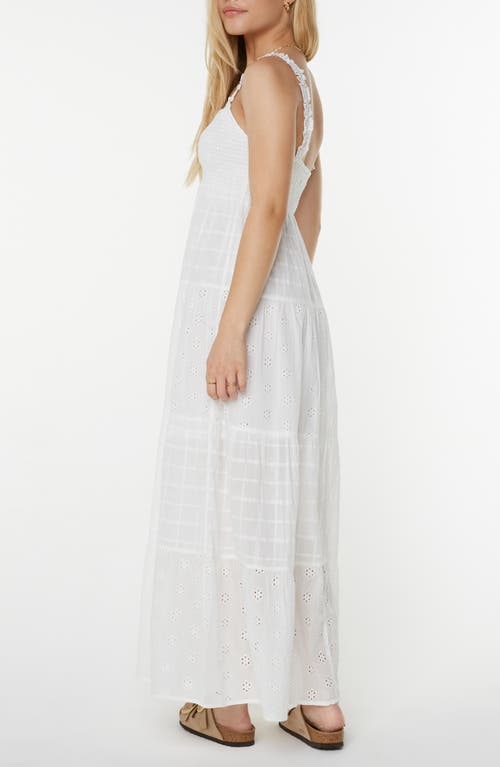 Roxy Lily Bloom Eyelet Ruffle Maxi Dress In White