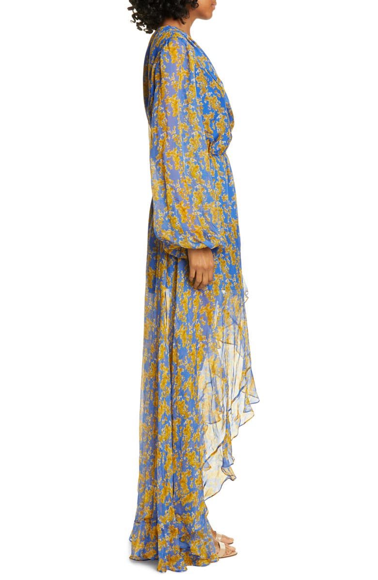 CAROLINE CONSTAS Liv Floral Print Long Sleeve High/Low Gown, Alternate, color,