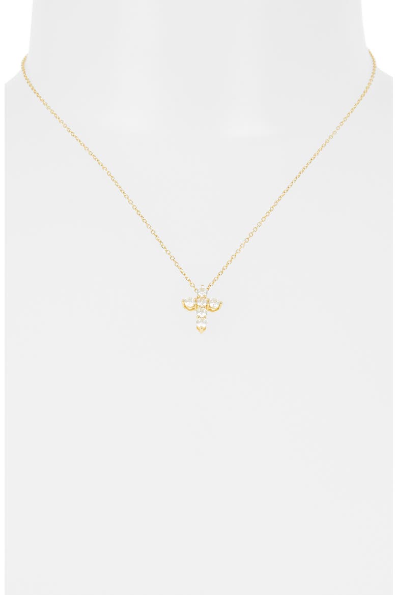 Cubic Zirconia Cross Pendant Necklace, Alternate, color, GOLD