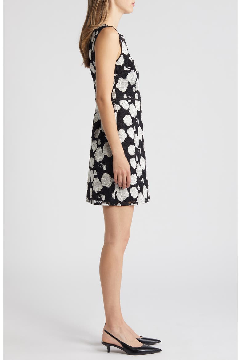Floral Embroidered Sleeveless Lace Sheath Dress, Alternate, color, BLACK/WHITE