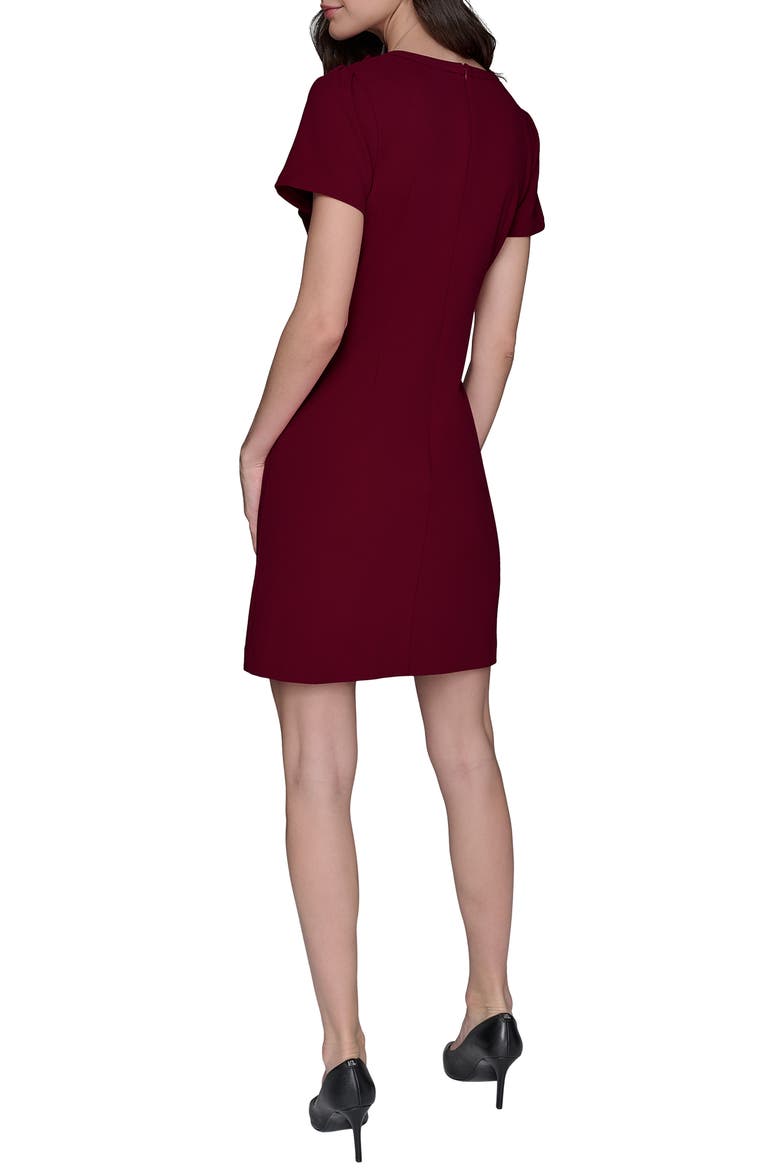 Bow Accent Scuba Crepe Sheath Dress, Alternate, color, PORT