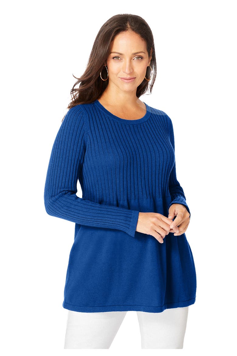 Ribbed Baby Doll Tunic Sweater (plus), Main, color, DARK SAPPHIRE
