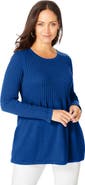 Jessica London Ribbed Baby Doll Tunic Sweater