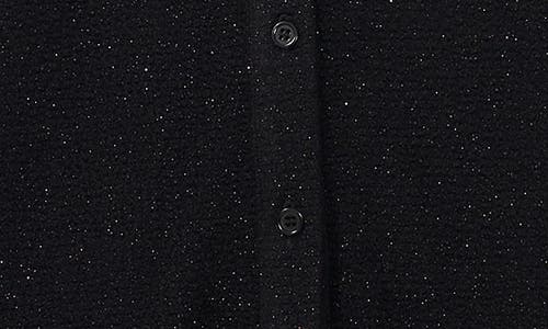 Vince Camuto Glitter Knit Long Sleeve Button-up Shirt In Rich Black