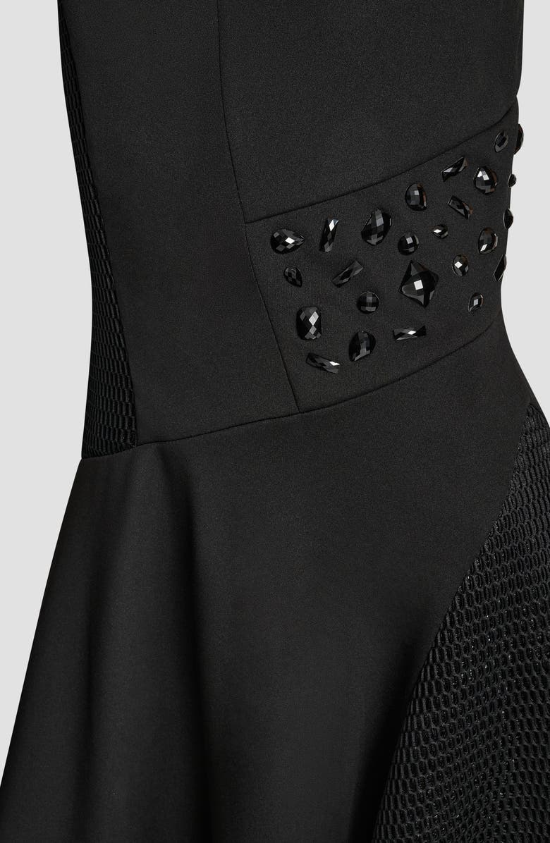 DKNY Sleevless Mixed Media Asymmetric Maxi Dress, Alternate, color, Black