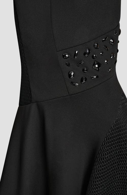 Dkny Sleevless Mixed Media Asymmetric Maxi Dress In Black