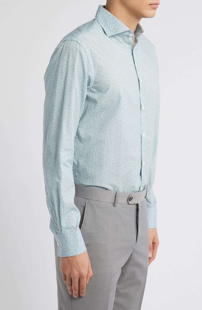 Canali Regular Fit Floral Cotton & Lyocell Dress Shirt, Alternate, color, Green