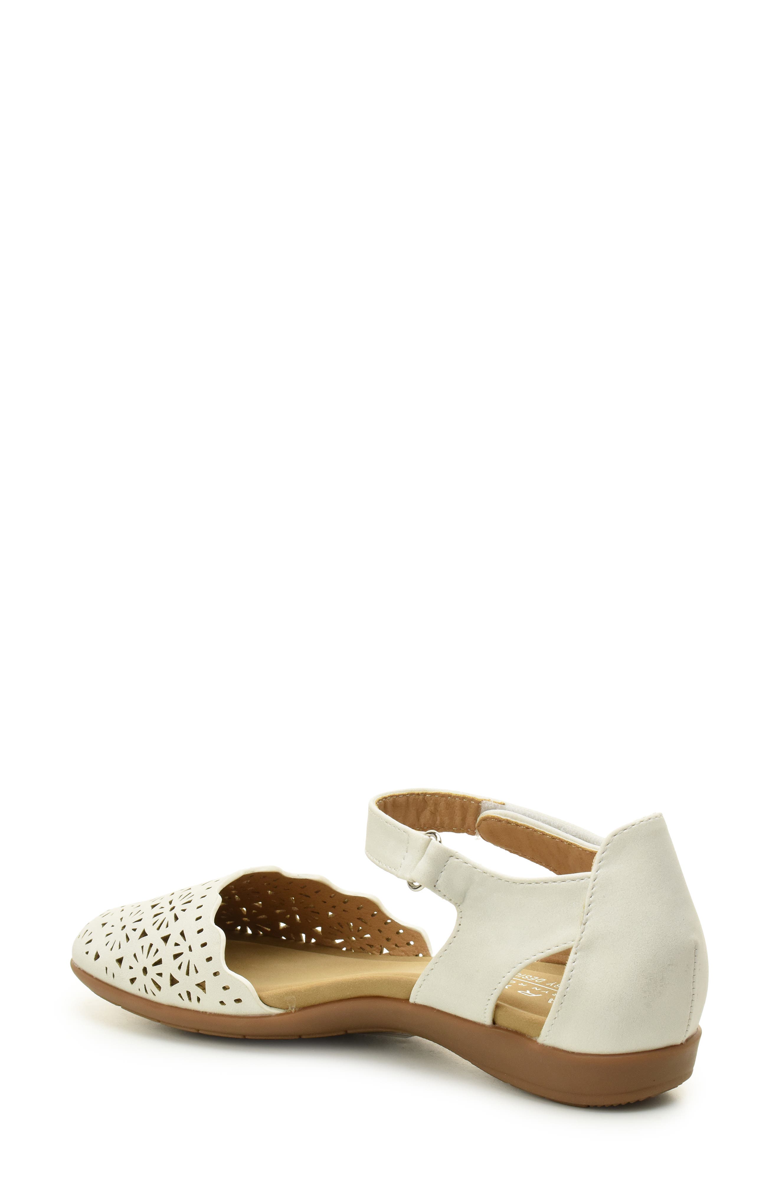 Taryn Rose Laser Cut Ankle Strap Sandal, Alternate, color, Silver Metallic