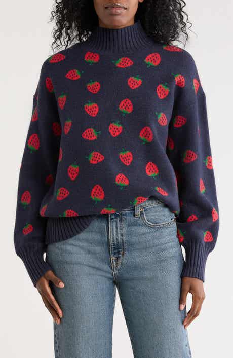 Bobeau Strawberry Mock Neck Sweater