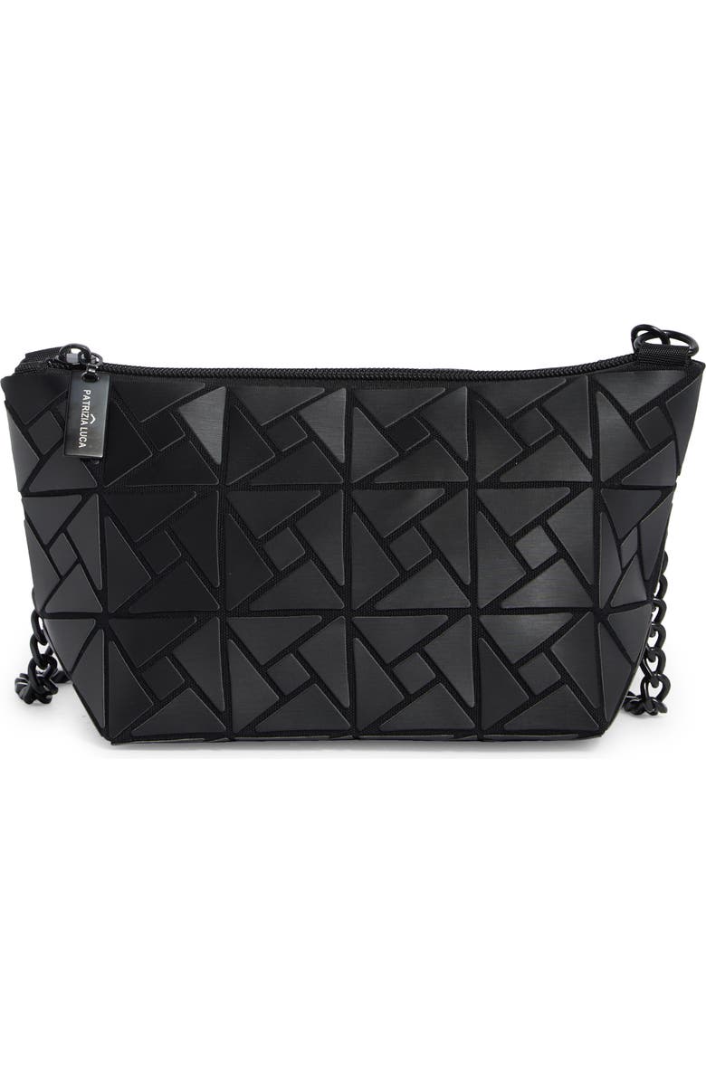 PATRIZIA LUCA Box Pattern Faux Leather Clutch, Main, color, Matte Black