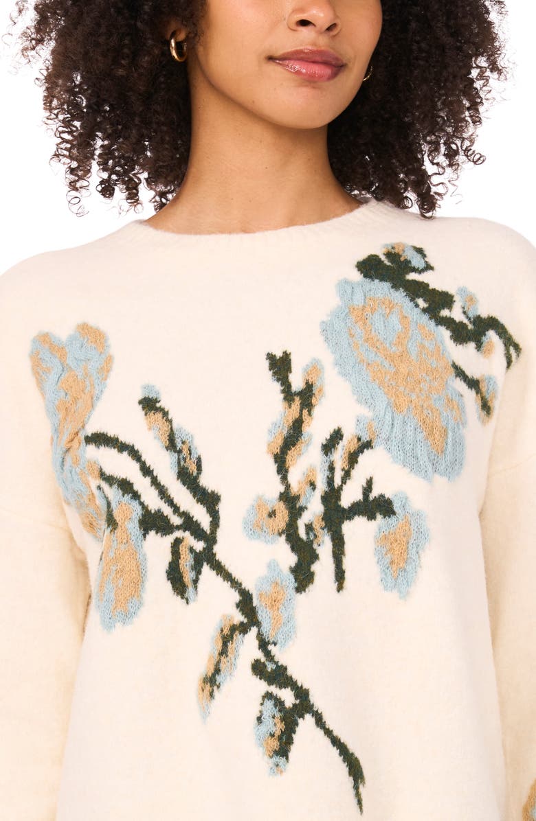 Ted Baker Flower Crewneck Sweater, Alternate, color, Vanilla Ice/ Cool Mint
