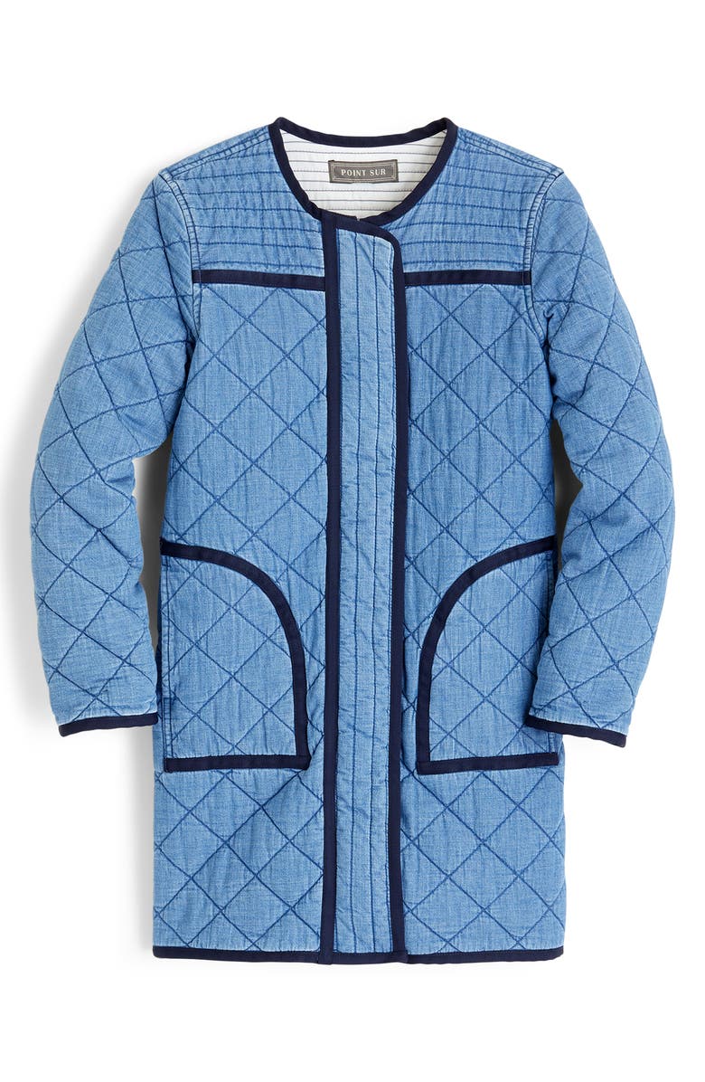 J.Crew Quilted Denim Coat, Alternate, color,