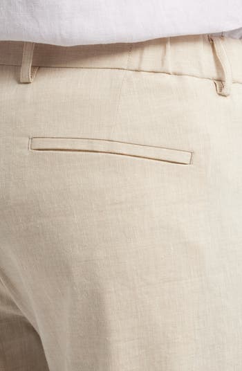 Flat Front Linen Blend Chinos