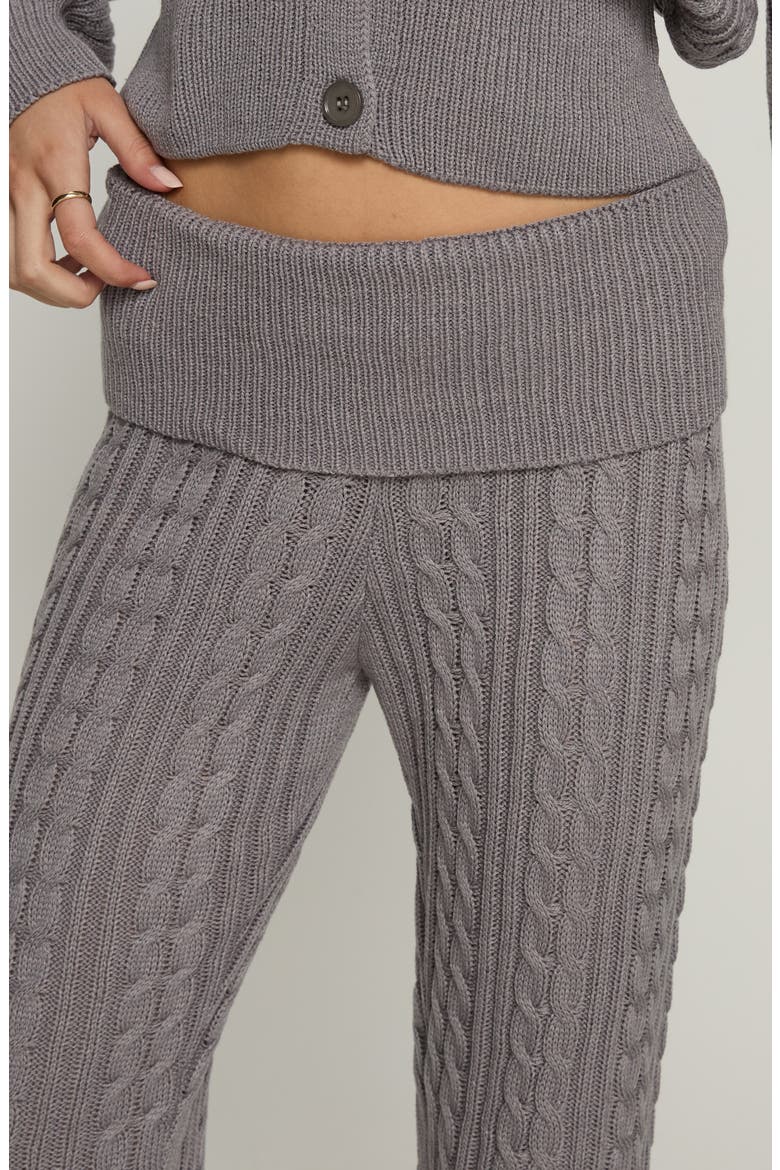 Baleigh Cable Stitch Foldover Pants, Alternate, color, GREY
