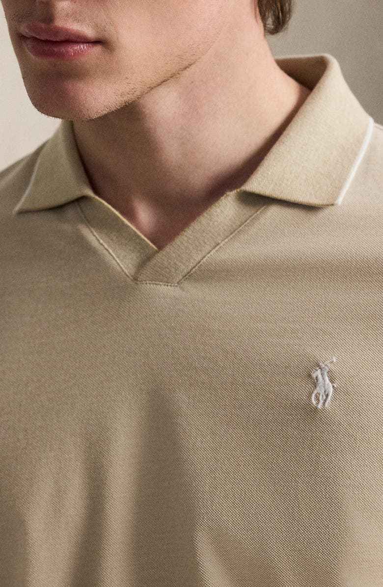 Polo Ralph Lauren Jacquard Mesh Polo Shirt, Alternate, color, Beige