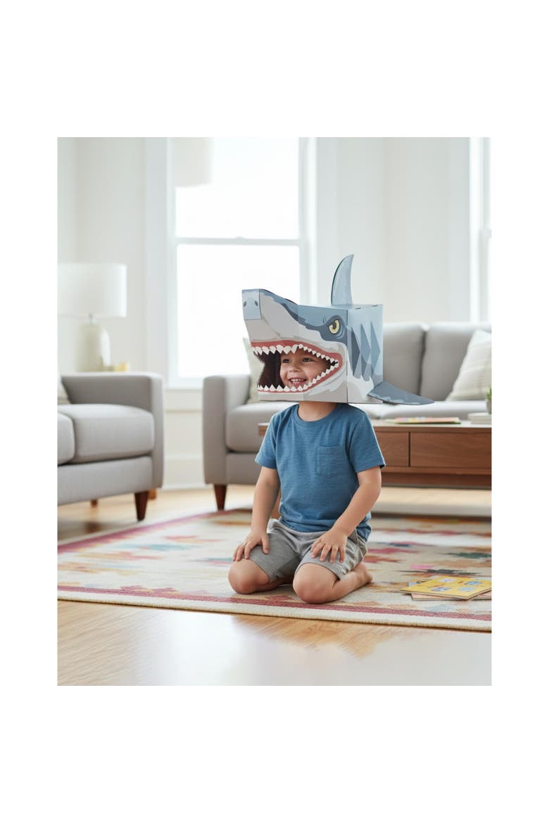 3D Shark Mask Craft for Kids (2 Pack), Easy Diy Activity for Creative Play & Family Craft Time, Alternate, color, Blue