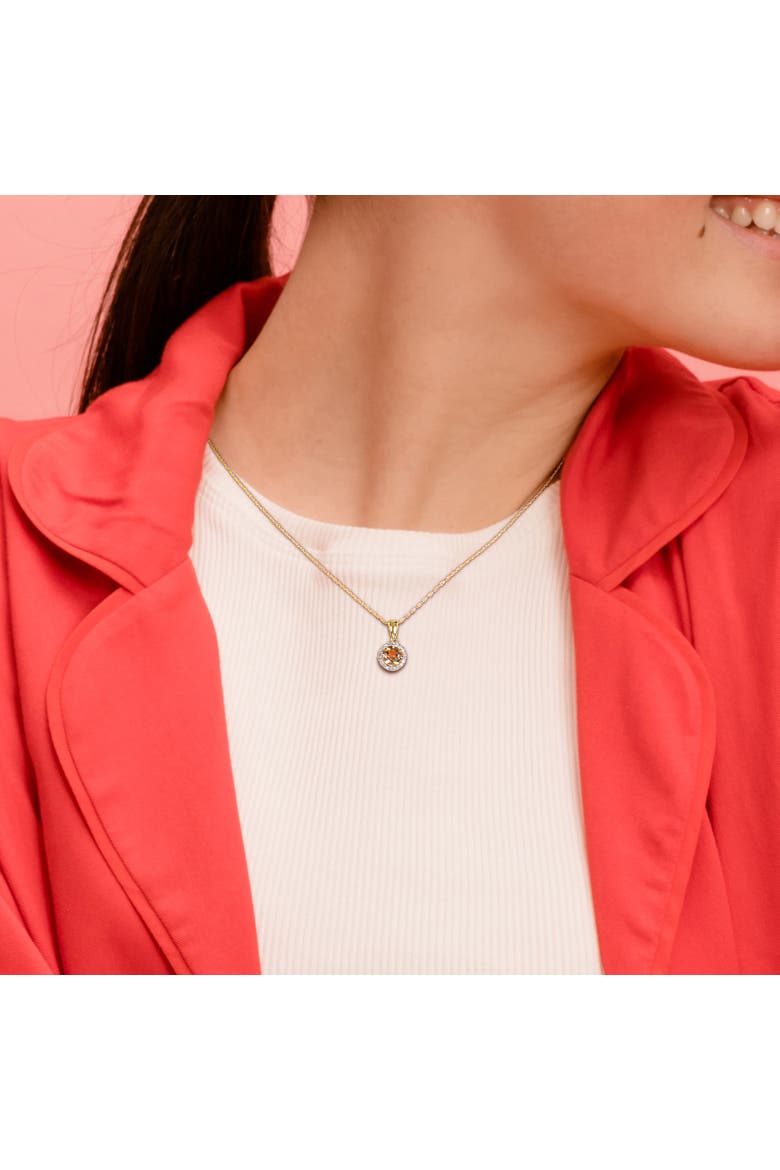 Gemstone & Diamond Halo Necklace 10K, Alternate, color, Citrine