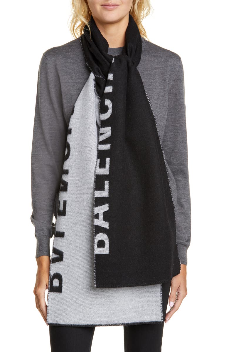 Balenciaga Logo Wool Scarf, Alternate, color, 