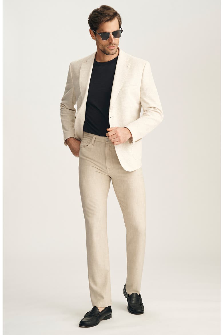 Matteo Slim Fit Beige Linen & Cotton Blend Piqué Sport Coat, Alternate, color, BEIGE