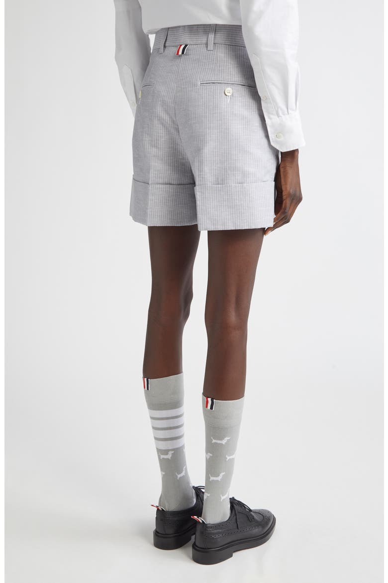 Pinstripe Linen & Cotton Sack Shorts, Alternate, color, LIGHT GREY