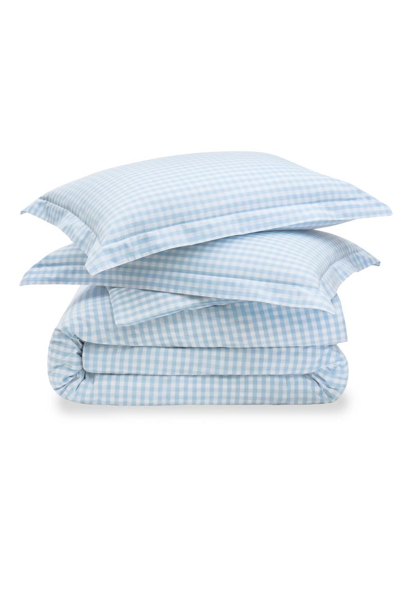 Light Blue Gingham Duvet Cover & Shams Set, Main, color, BLUE