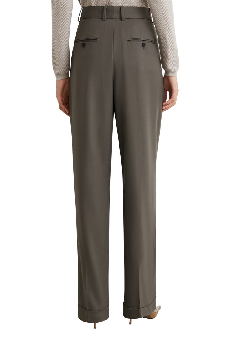 Leisel Pleated Wide Leg Wool Blend Trousers, Alternate, color, SAGE GREEN