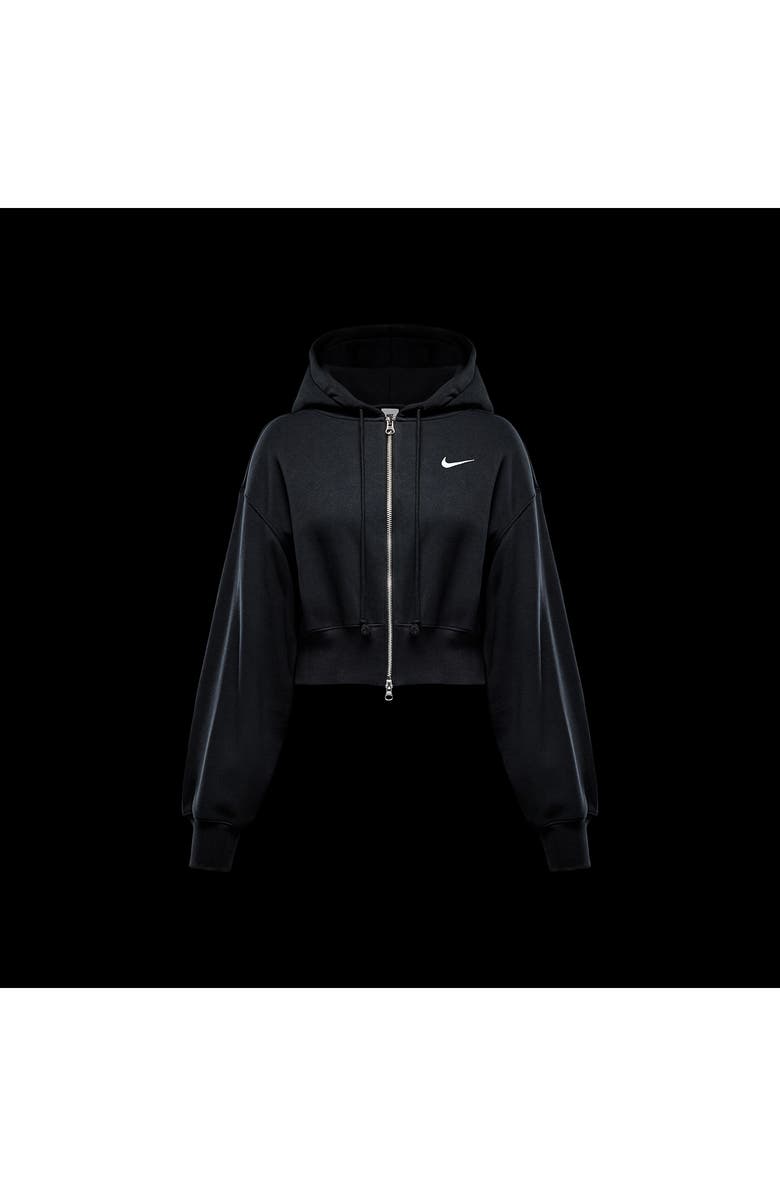 Nike Sportswear Phoenix Fleece Crop Hoodie, Alternate, color, Black/ Sail