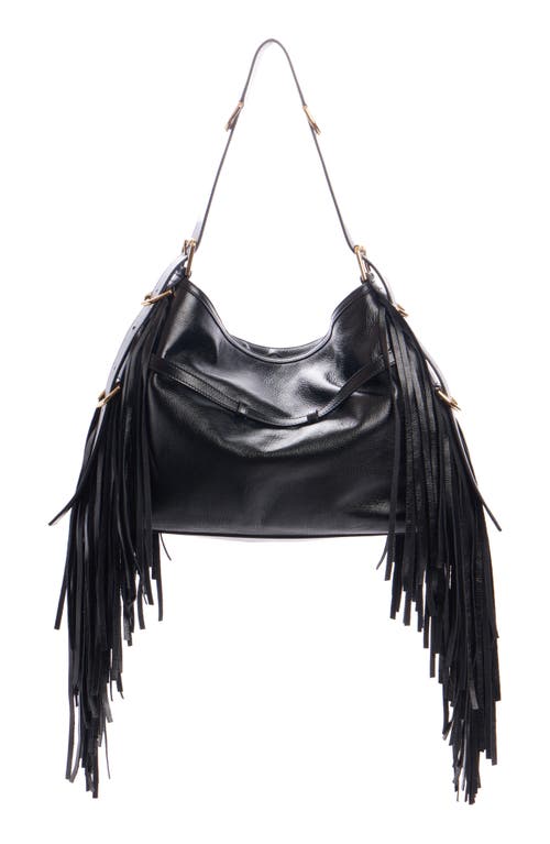 Givenchy Medium Voyou Fringe Leather Hobo Bag In 001-black