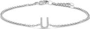 Haus of Brilliance 10K Gold Diamond Accent "A-Z" Initial Charm and Link Bracelet