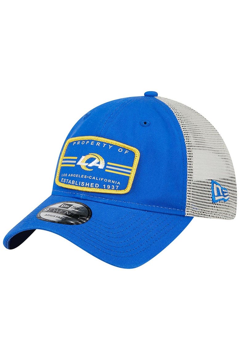 Men's New Era  Royal Los Angeles Rams Property Trucker 9TWENTY Adjustable Hat, Main, color, Royal