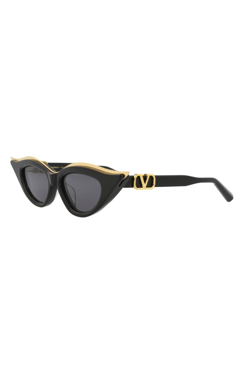 Valentino 49mm Cat Eye Sunglasses, Alternate, color, Black Black Grey