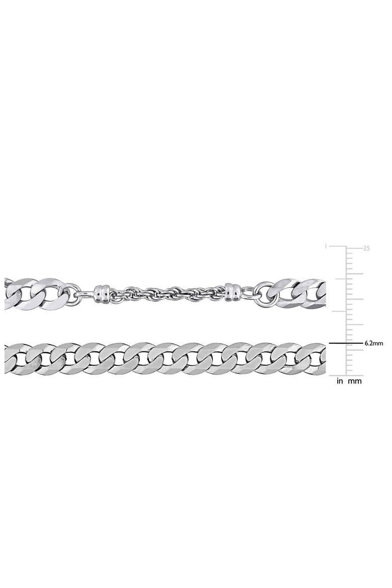 2.5mm Curb & 6.3mm Hammered Rope Chain Necklace & Bracelet Set, Alternate, color, SILVER