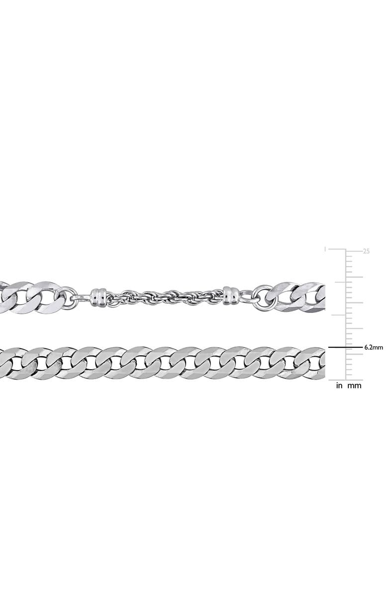 DELMAR 2.5mm Curb & 6.3mm Hammered Rope Chain Necklace & Bracelet Set, Alternate, color,