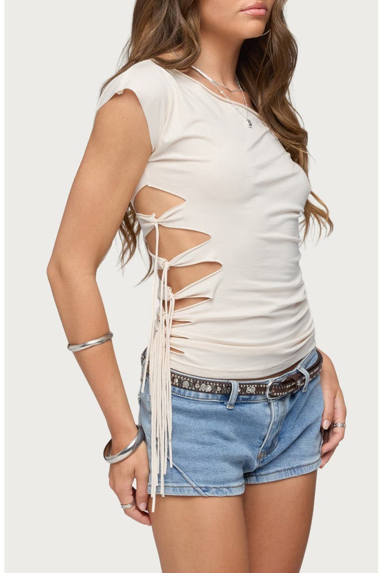 Rose One-Shoulder Cutout Top, Alternate, color, CREAM
