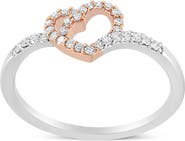 Haus of Brilliance 14K Rose Gold Plated Silver 1/5 Cttw Diamond Open Heart Promise Ring